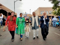 Yunus leads the procession of artists as honorary Chair of the 15th annual International Folk Art Market at Santa Fe