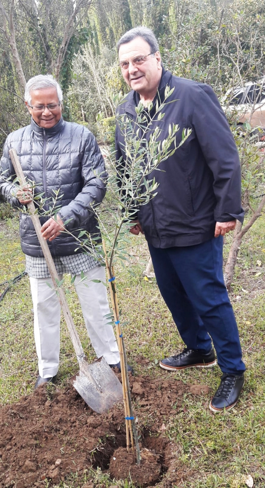 Yunus Plants Tree in International Olympic Academy in Olympia, Greece, And Agrees to launch Joint Programme